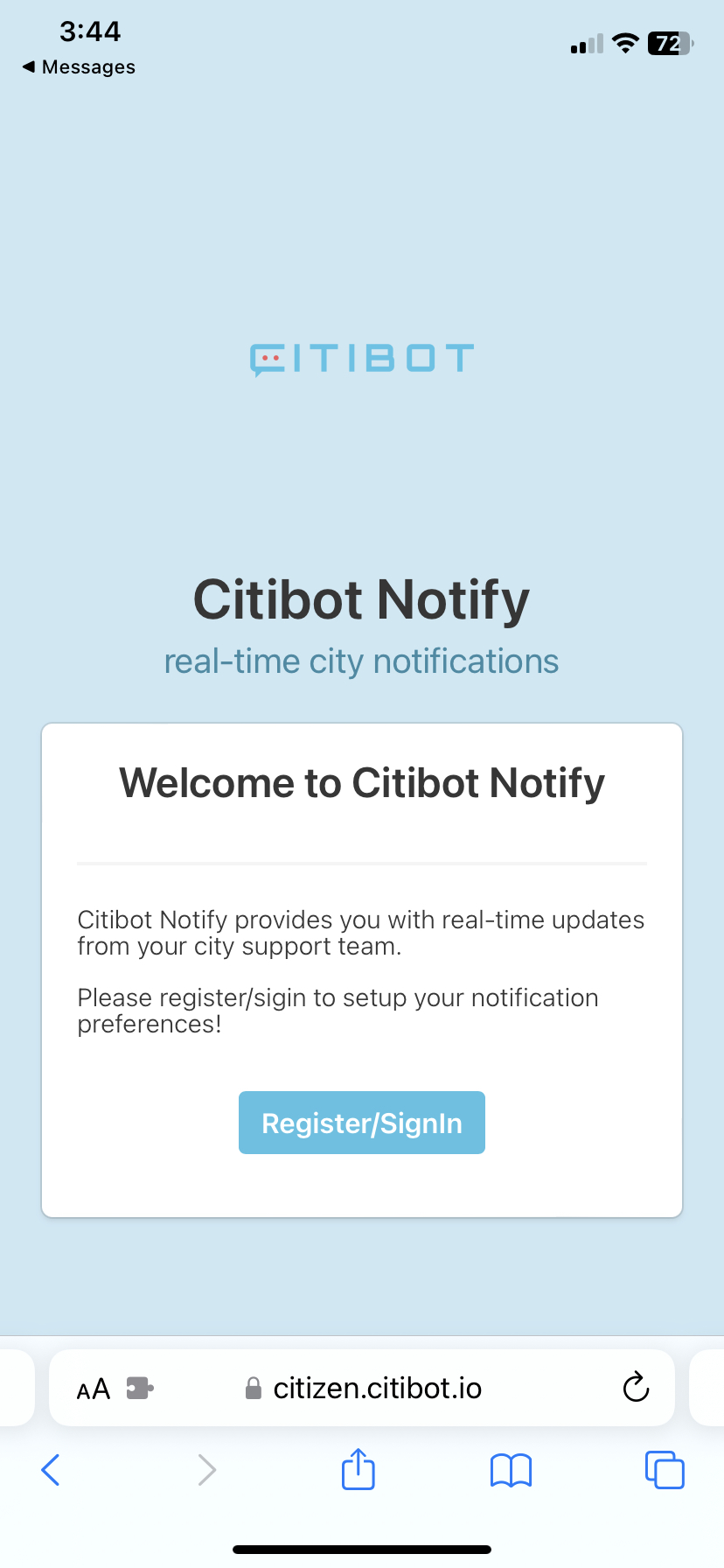 Signing up for text alerts