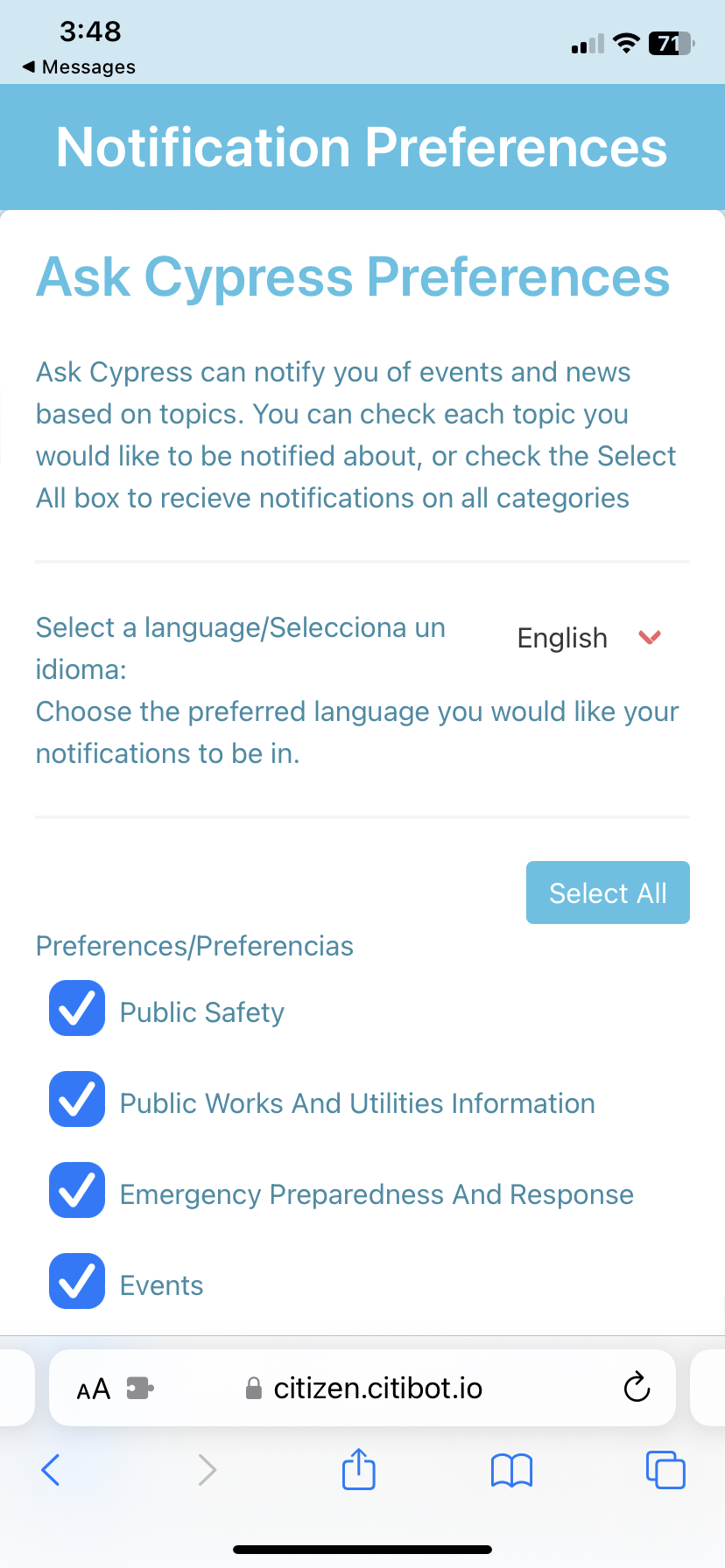 Signing up for text alerts 2