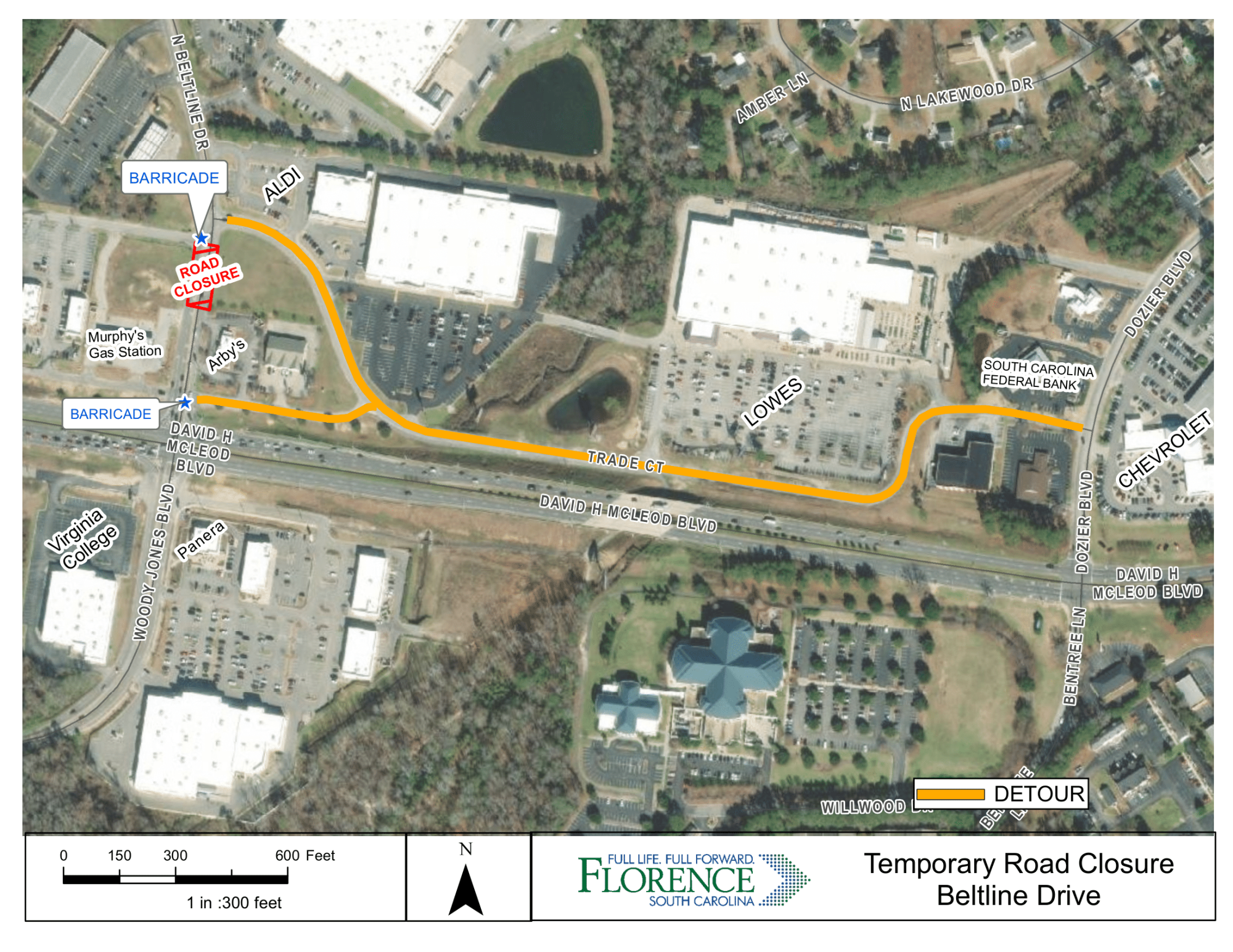 N. Beltline Drive Closure  Planned on Tuesday, October 25, 2022 Map