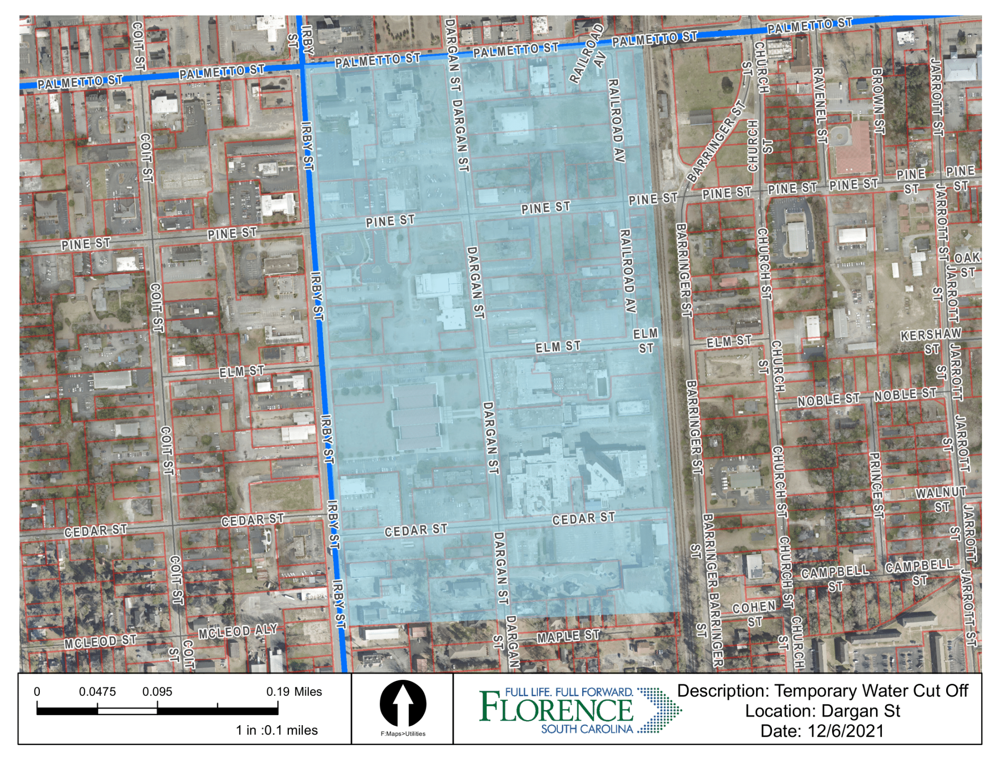 Water Shut Off Notice 12/08/21 map