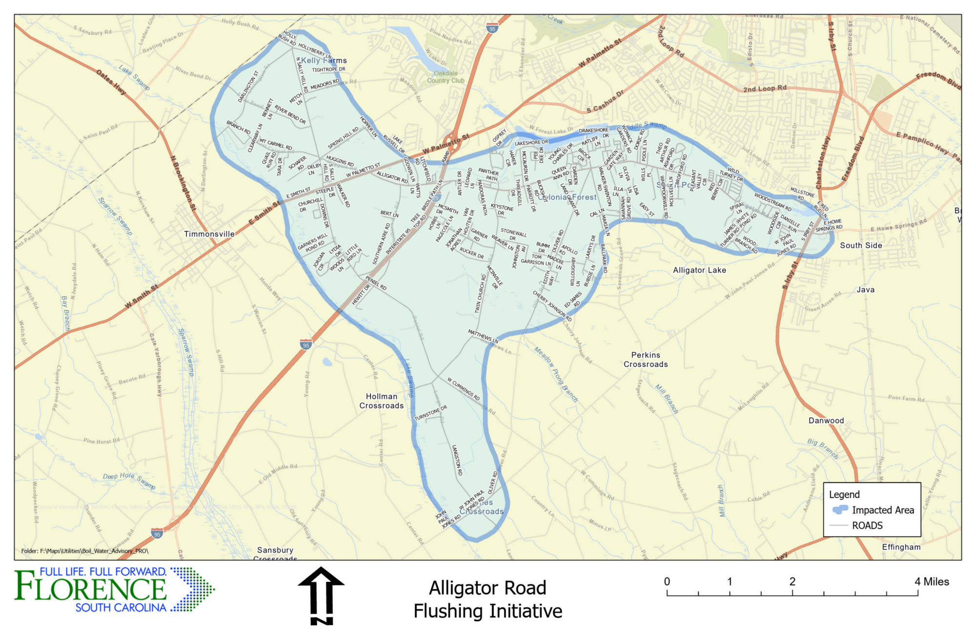 Alligator Road Flushing Initiative Map