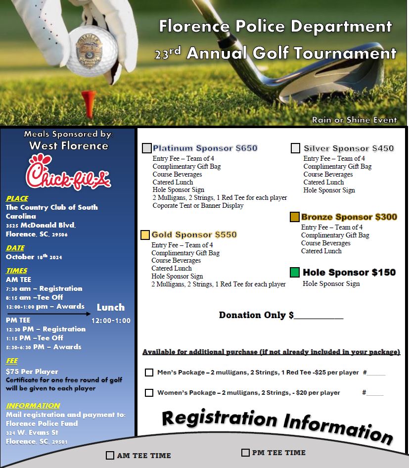 23rd annual police golf tournament flyer
