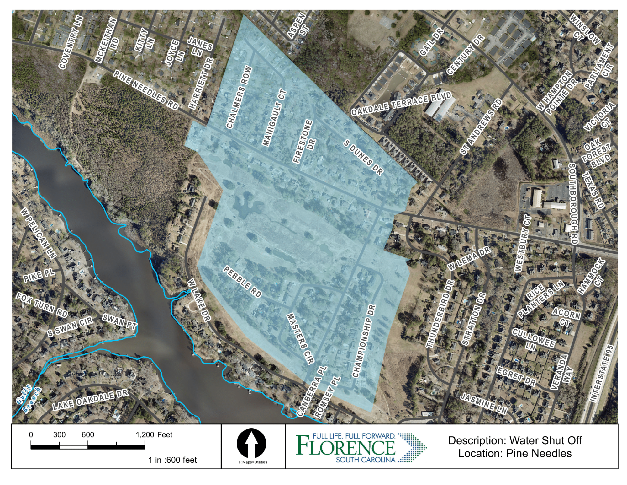 Planned Water Outage on Wednesday, October 19, 2022 Map